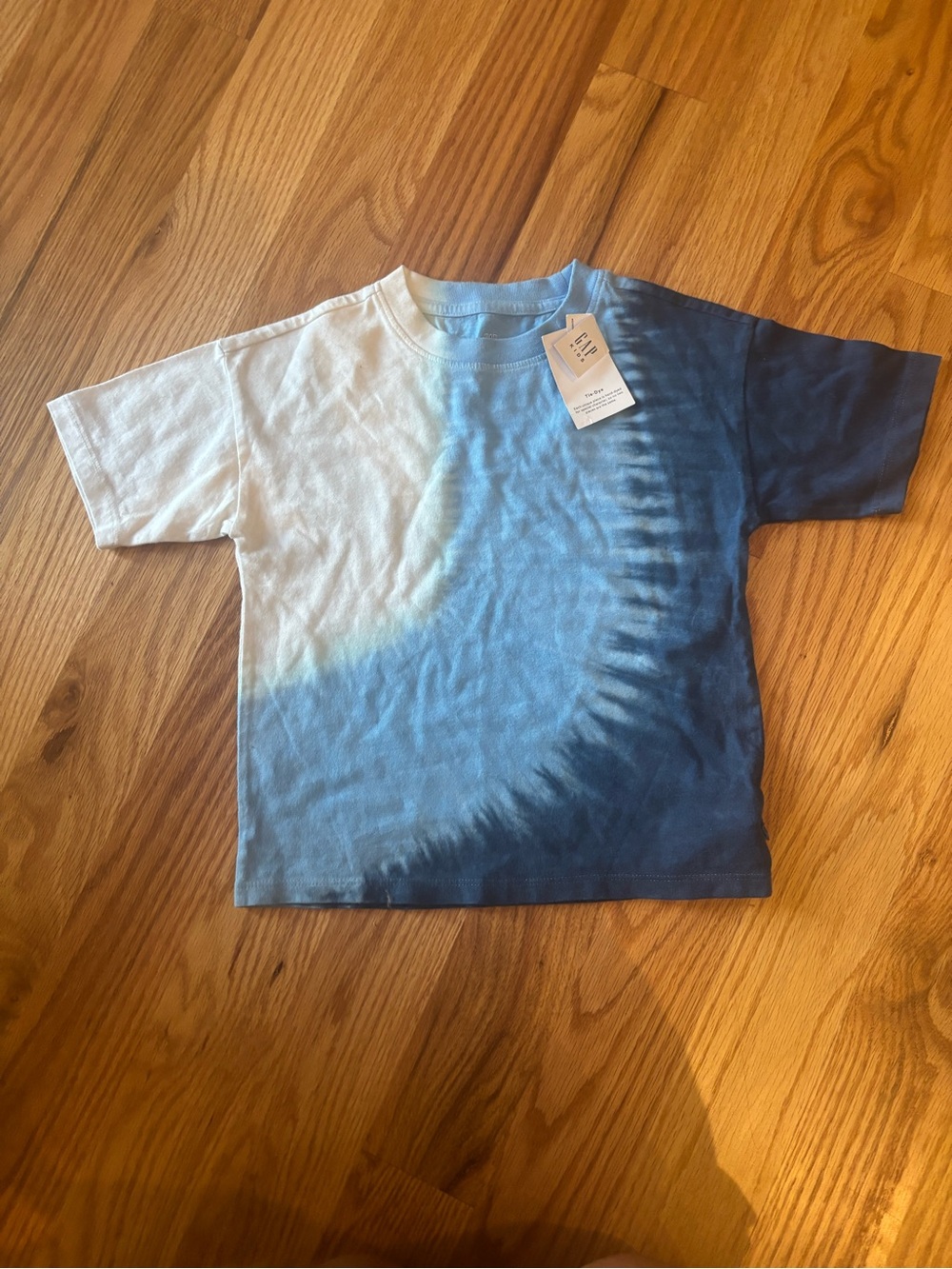 GAP Kids Blue & White Spiral Tie-Dye Short Sleeve Tee